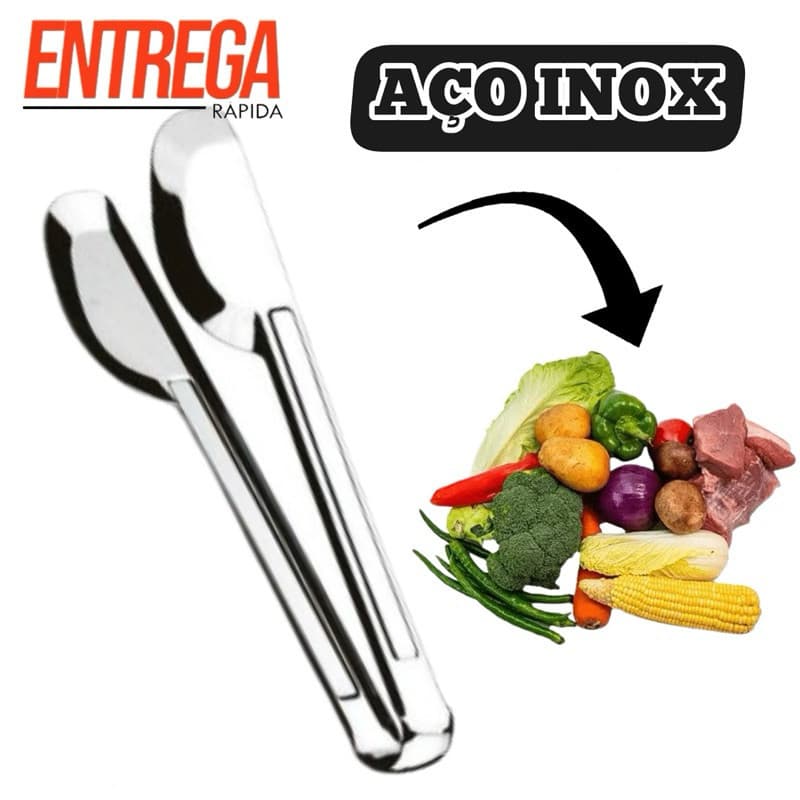 Pegador de Saladas Carne Massas Peixe Multiuso Aço Inox Para Cozinha Profissional