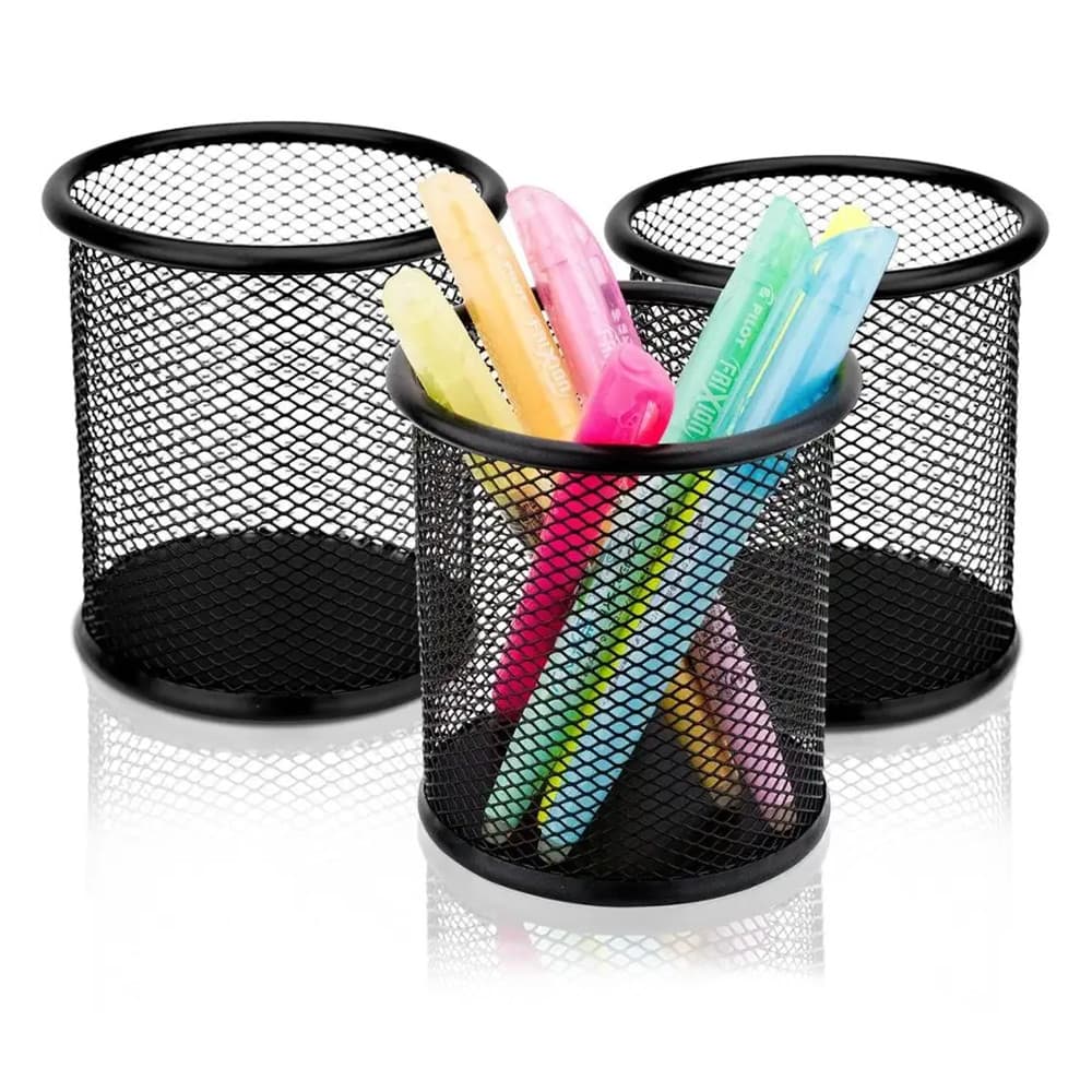 Kit 3 Porta Canetas Lápis Redondo Aramado Office Envio 24h Porta Treco