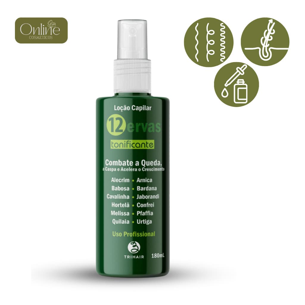 Loção Capilar Tonificante 12 Ervas 180ml - Trihair