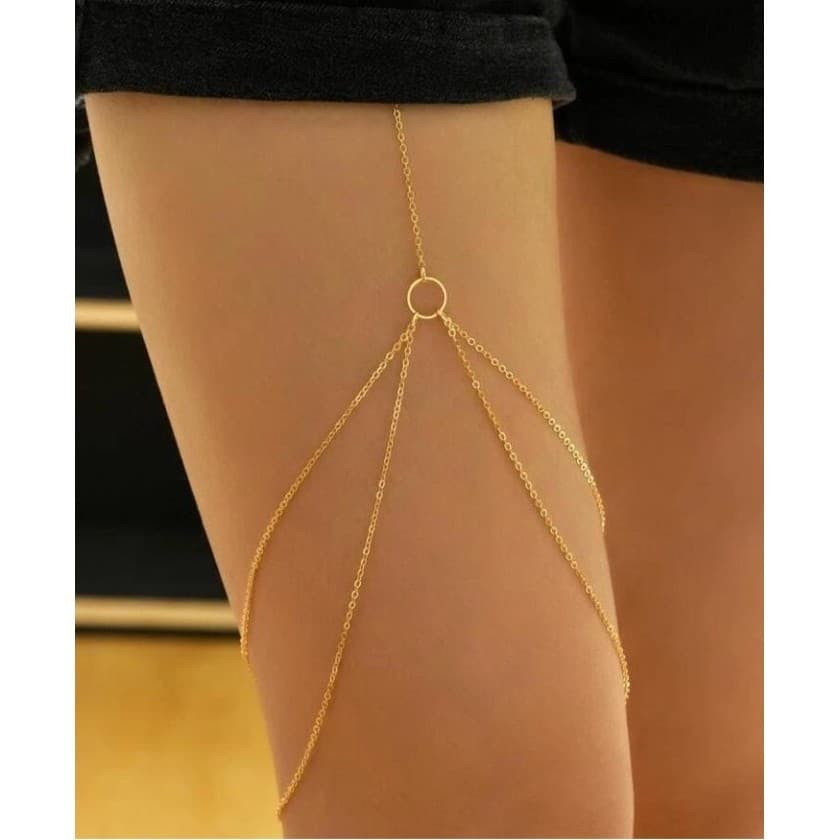 Bodychain de Coxa Perna Cinta liga de correntes Ouro e Prata