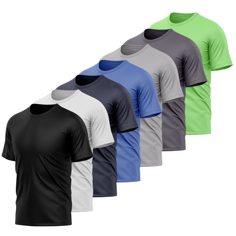 Kit 7 Camisetas Masculina Dry Manga Curta Proteção UV Slim Fit Básica Academia Treino Fitness