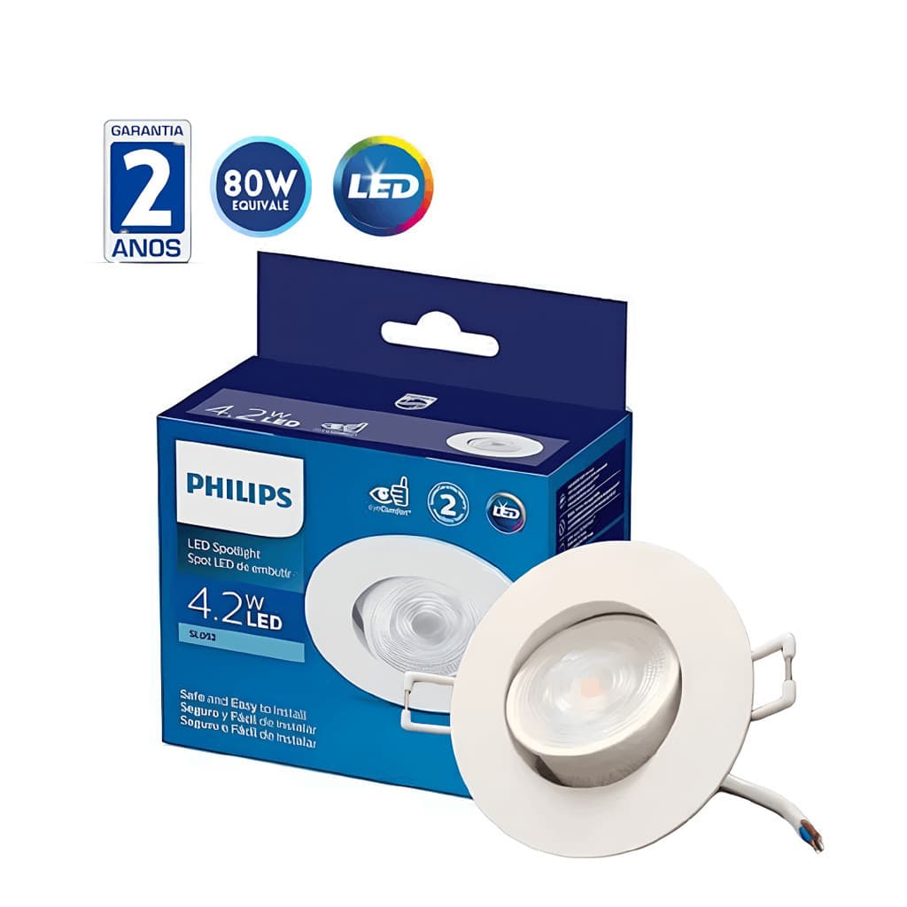 Spot Led Redondo Embutir 4,2w Ip20 36º Bivolt Sl052 Philips