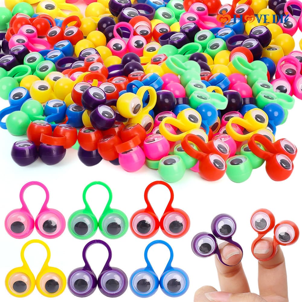 Cores Aleatórias Fantoches Criativos De Dedo De Olho De Peruca Anéis Googly Eyeball Ring Party Brinquedos Favoritos Para Crianças