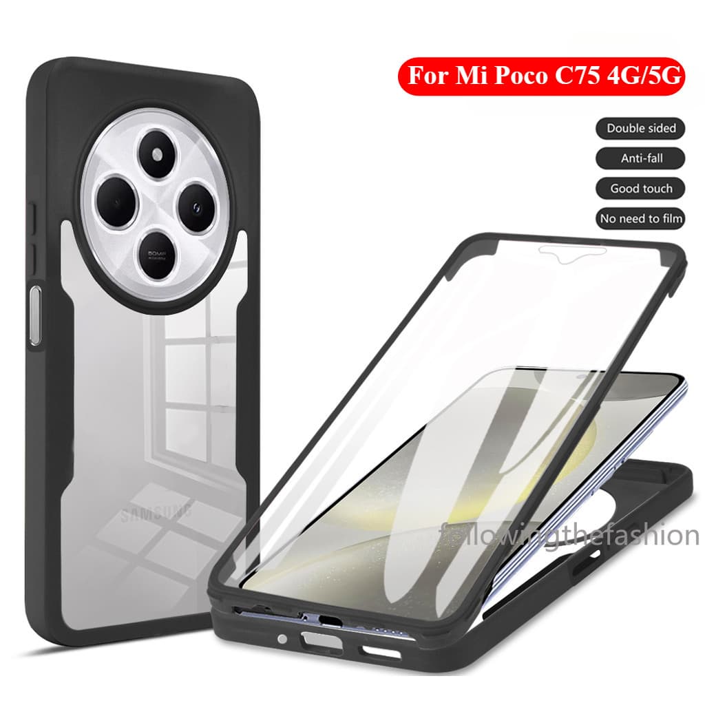 Para Xiaomi Mi poco C75 5G PocoC75 C 75 4G 5G 2024 Caso De Telefone 360 ° Acrílico Dupla Face Protetor Completo Com Prot