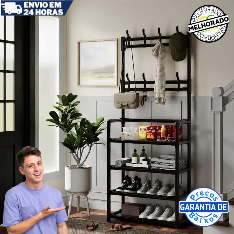 Arara 4/5 Andares Organizadora Sapateira Cabideiro Arara Suporte Multiuso Para Sapato Cabideiro  Para Sapato