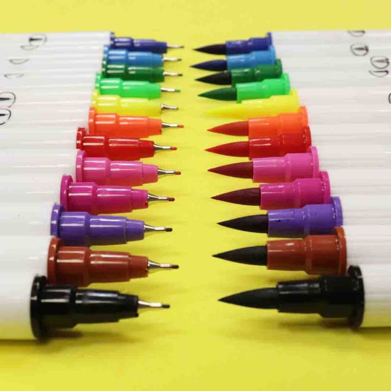 Caneta Brush Pen Kit Com 36 ou 18 Cores com ponta dupla pincel estilo brushpen e ponta fina