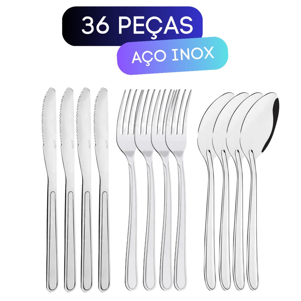 Jogo De Talheres Aço Inox Colher Garfo Faca Mesa Restaurante Buffet Churrascaria
