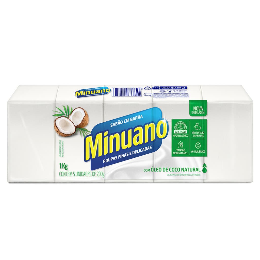 Sabão em Barra Minuano Coco 1Kg