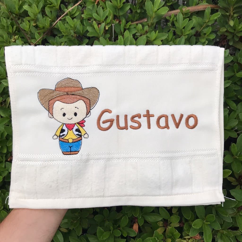 Toalha De Boca Bordada Com Nome Toy Story Woody