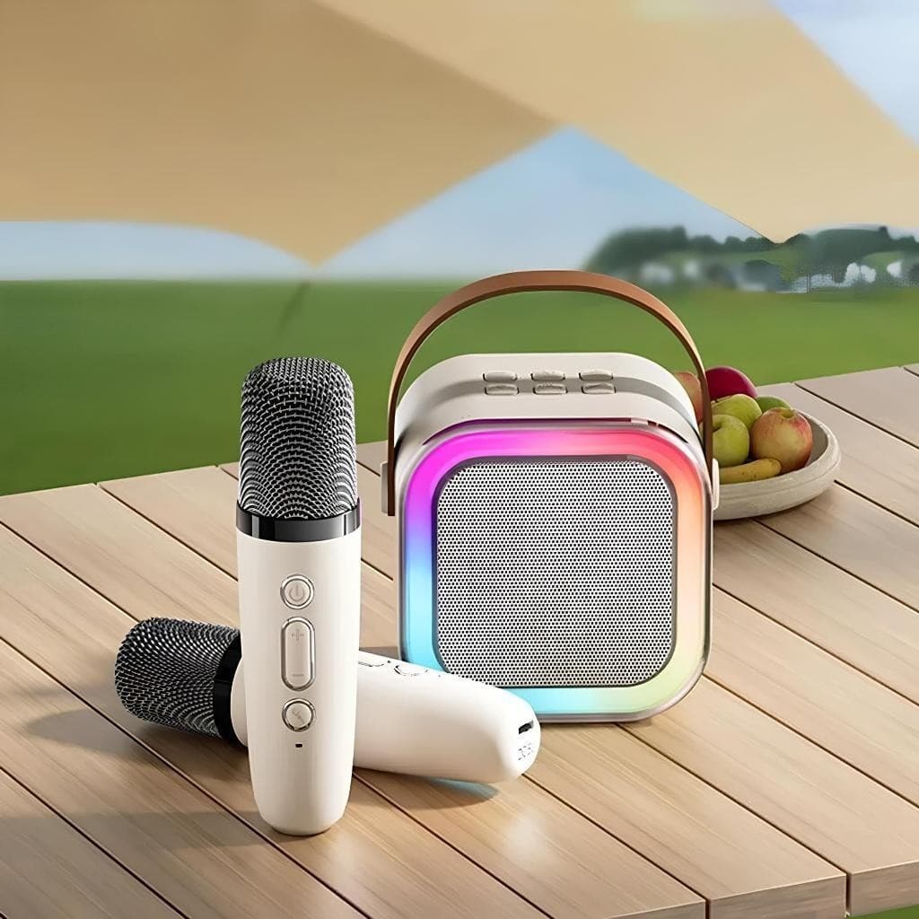 K12 Alto-falante Bluetooth Karaoke com Microfone, Luzes LED e Diversão para Toda a Família Fang