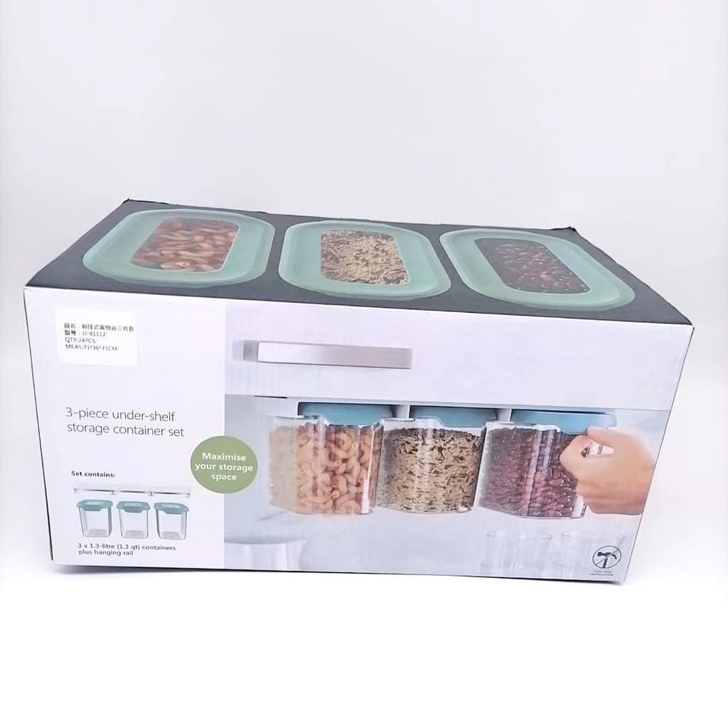 Porta Tempero Pote De Cozinha Suspenso 3 Peças Para Multigrãos Com Cobertura Transparente Armazenamento De Alimentos De Plástico