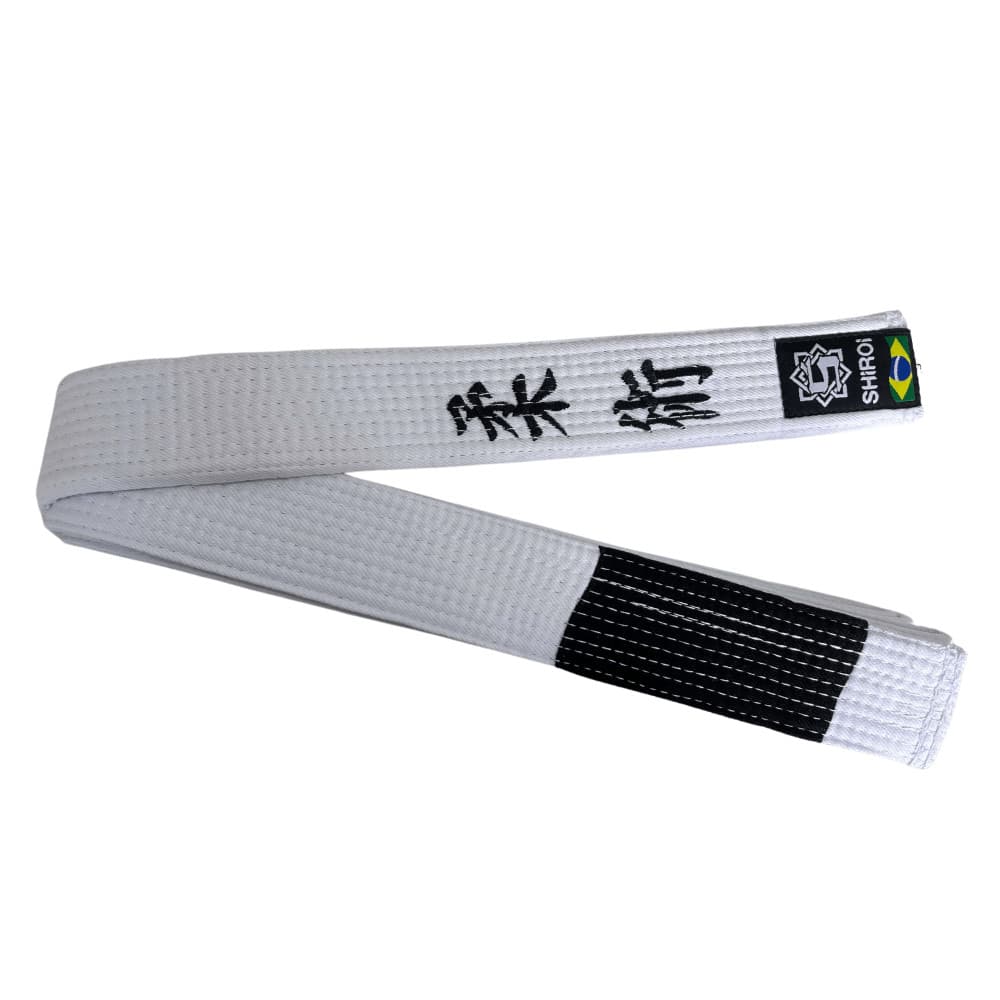 Faixa Jiu Jitsu Shiroi Bordada Especial Branca Ponta Preta