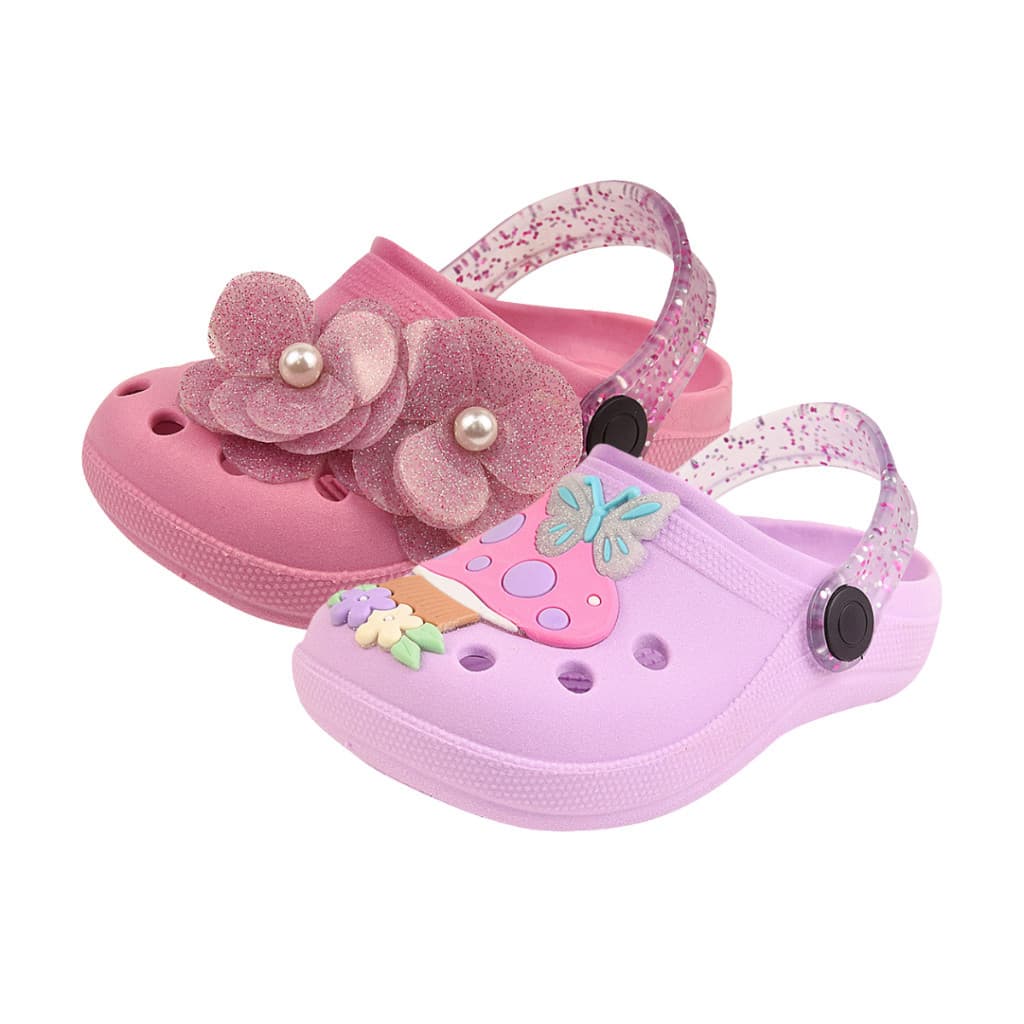 Kit 2 Pares Sandália Infantil Menina Fleca Babuche Confortável Com Enfeite Personalizado