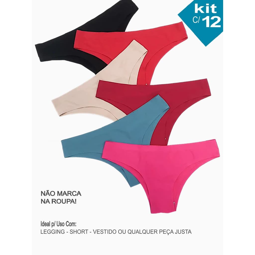 Kit Com 12 Calcinha Sem Costura Não Marca Não Incomoda Extremamente Confortável