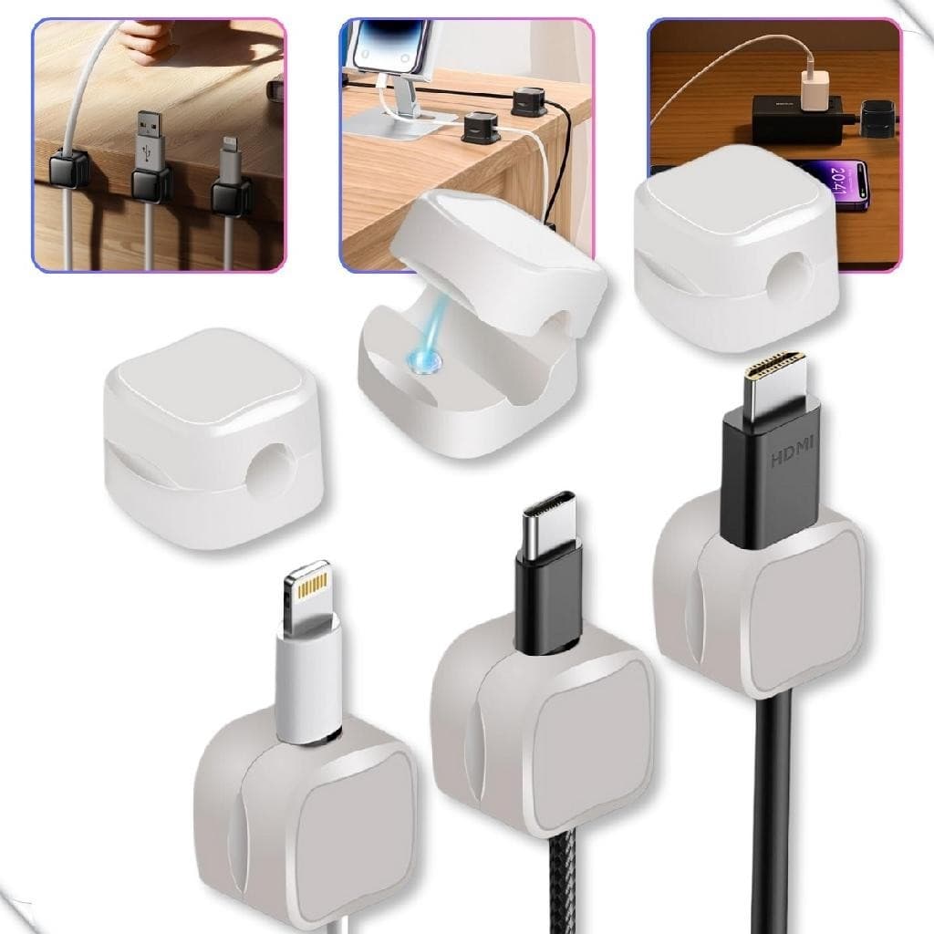 Kit 6 Organizador De Fio E Cabo Clips Magnetico Arrumador
