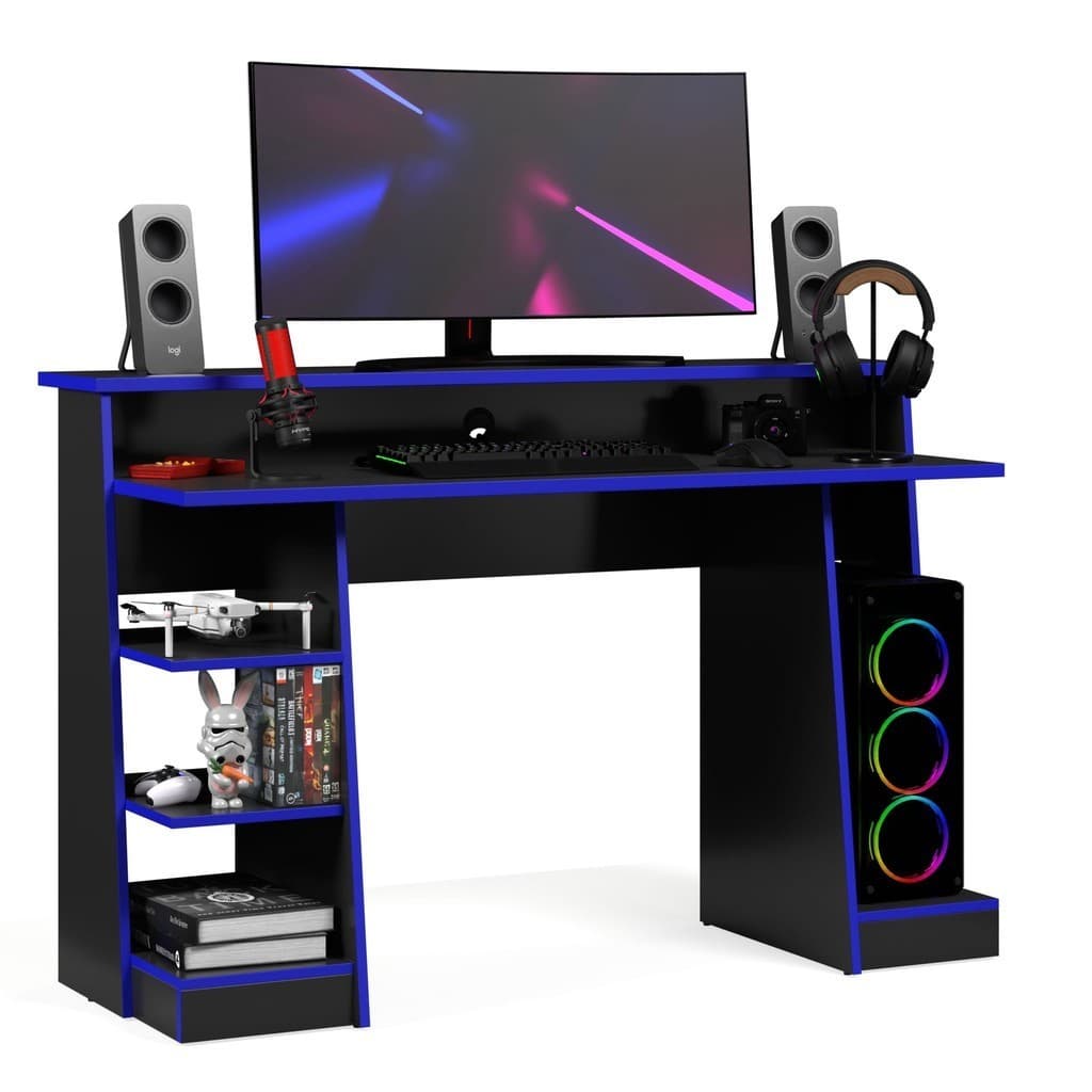 Mesa Gamer Escrivaninha Mesa De Computador Xp - Preto/Azul