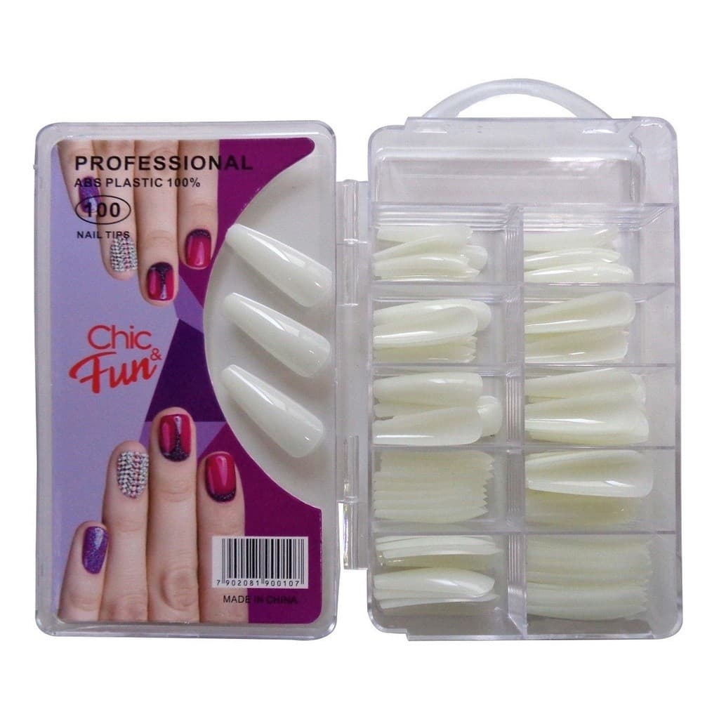 2x 100pç Unha Postiça Bailarina Estilo Longo Unhas Posticas
