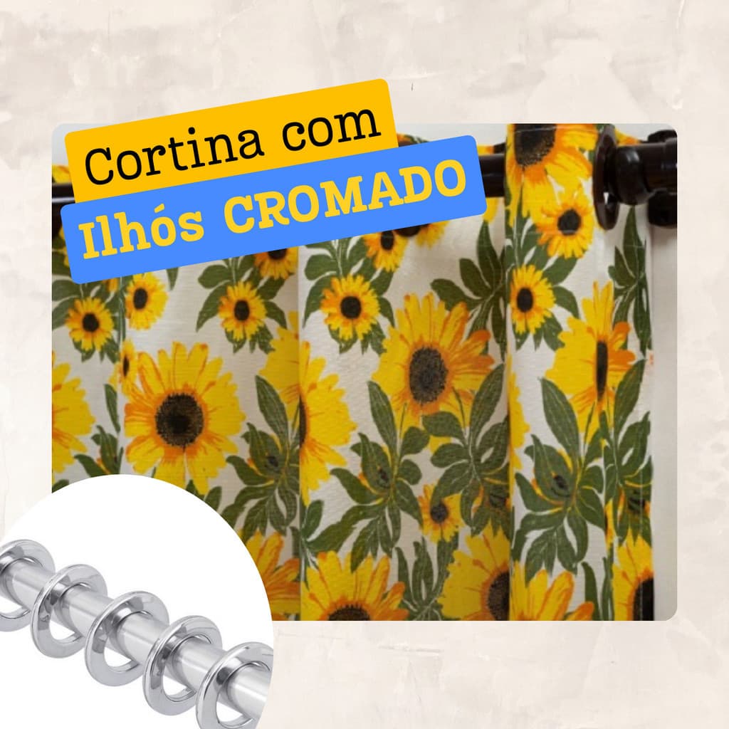 CORTINA GIRASSOL ILHOS CROMADO