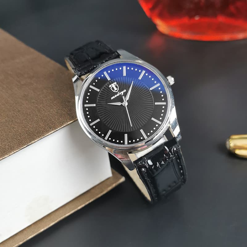 Relógio masculino Sun Padrão luz azul simples relógio de quartzo Casual Cinto relógio 555