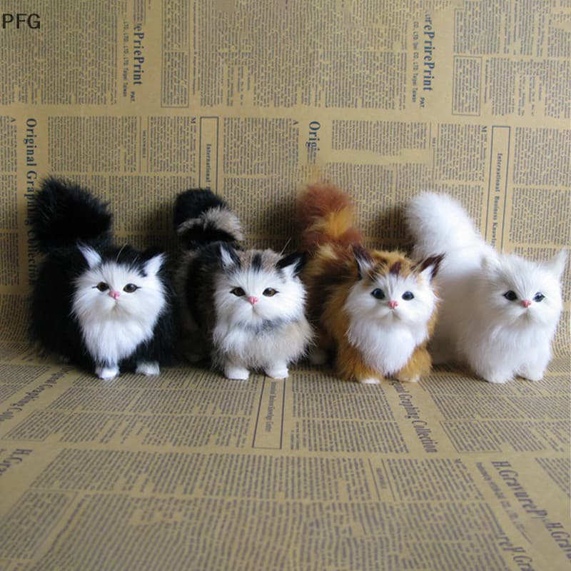 PFG Bonito Simulação Brinquedos De Pelúcia Macio Gatinho Modelo Falso Animais Realistas Para Crianças Meninas Aniversári