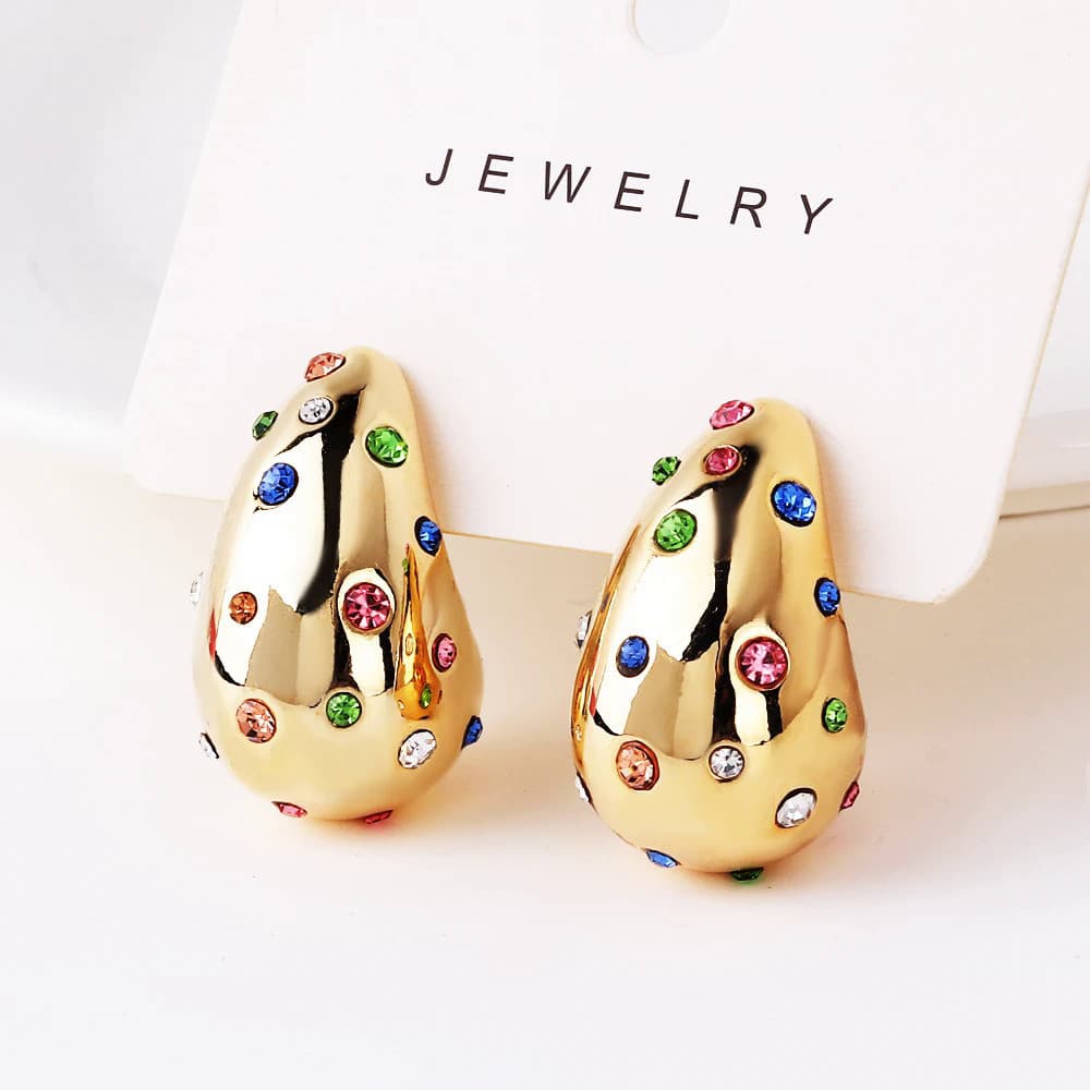 Brincos Em Forma De Gota-A-À Prova D'água Brinco Com Pérolas De Ouro PVD 18K De Elegância De Aço Inoxidável Para Mulheres 8E94