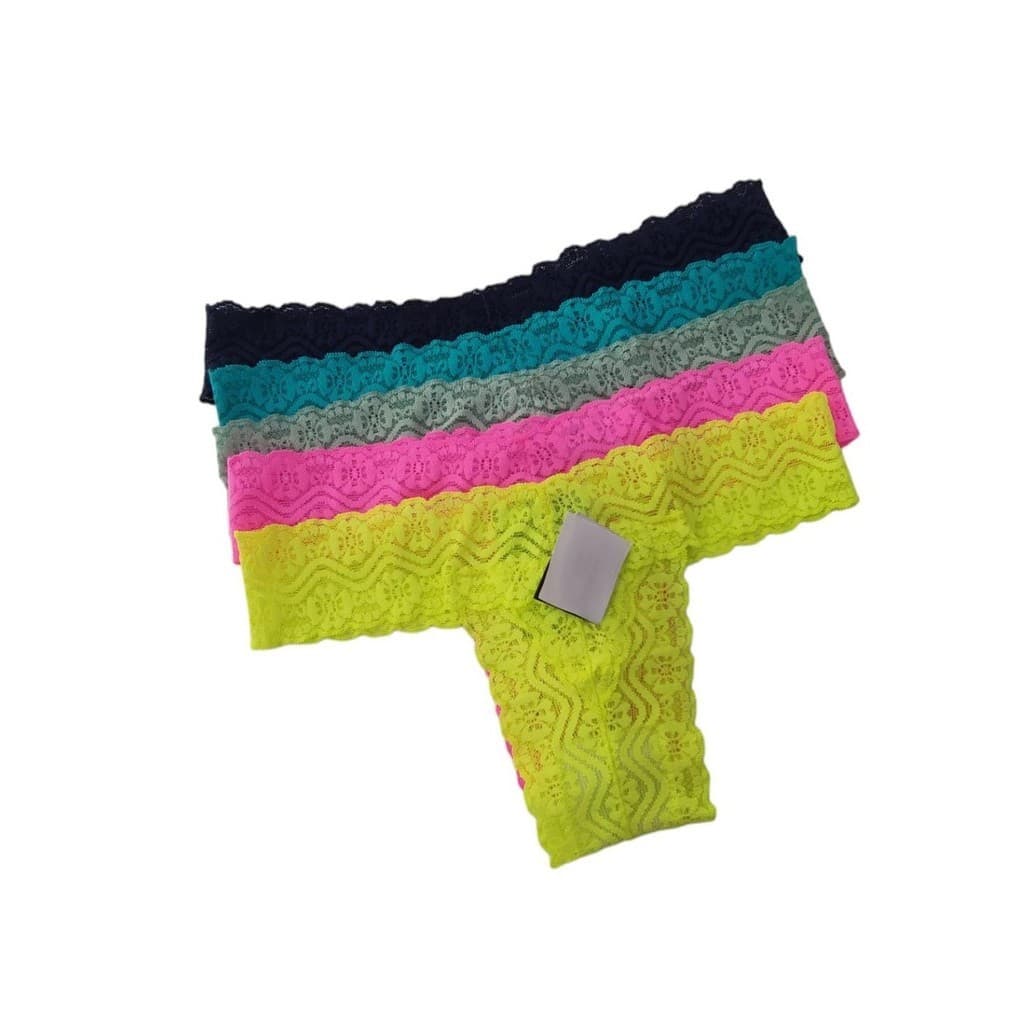 Kit 5 Calcinhas Tanga Cavada Rendada Conforto Alta Qualidade Forro De Algodão