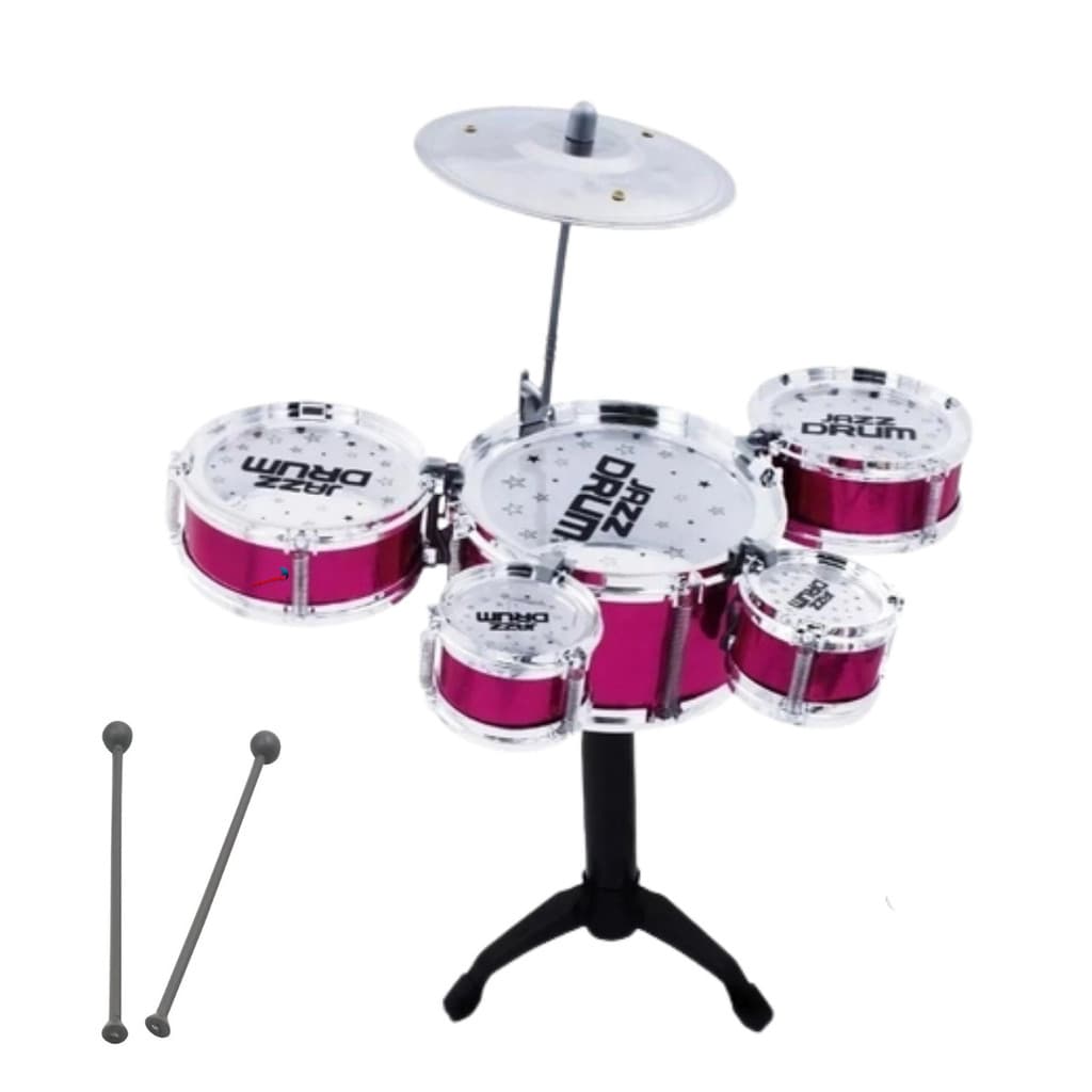 Mini Bateria Música Infantil Baqueta Brinquedo Menina Menino Cor Vermelho
