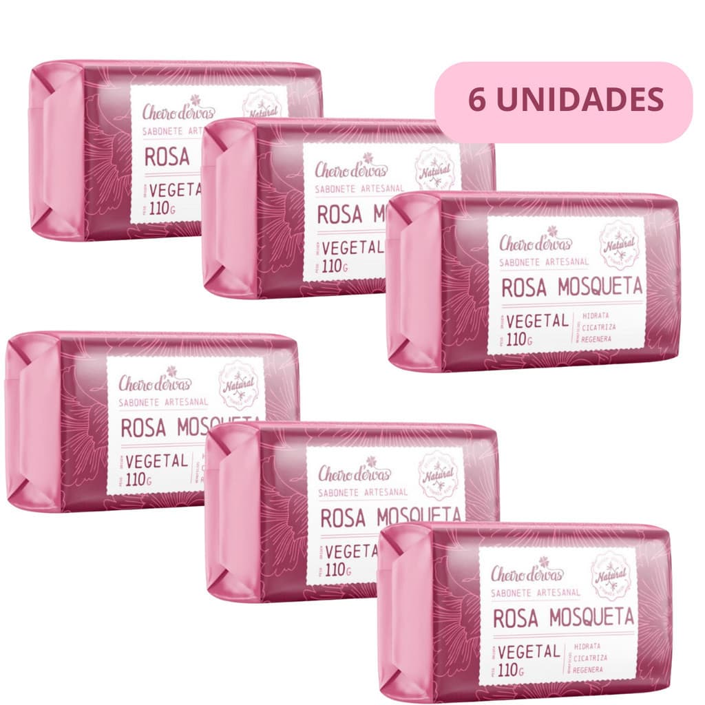 Kit 6 Sabonetes Rosa Mosqueta 110g Cheiro D Ervas