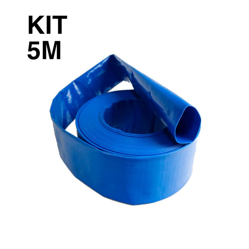 Kit 5m Mangueira Flat Azul 1.1/2" - Transpower