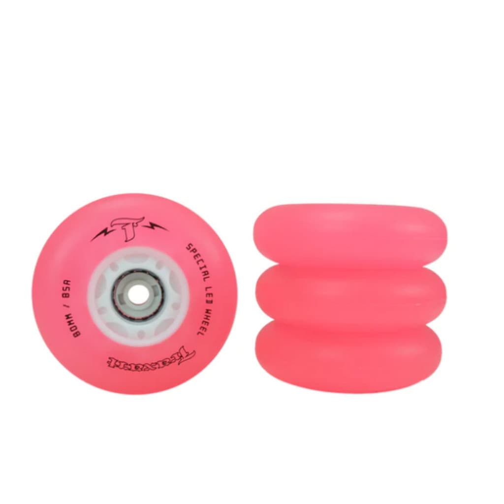 kit Completo de Jogo com 4 Rodas para Patins Led Special Rosa 80mm Profissional