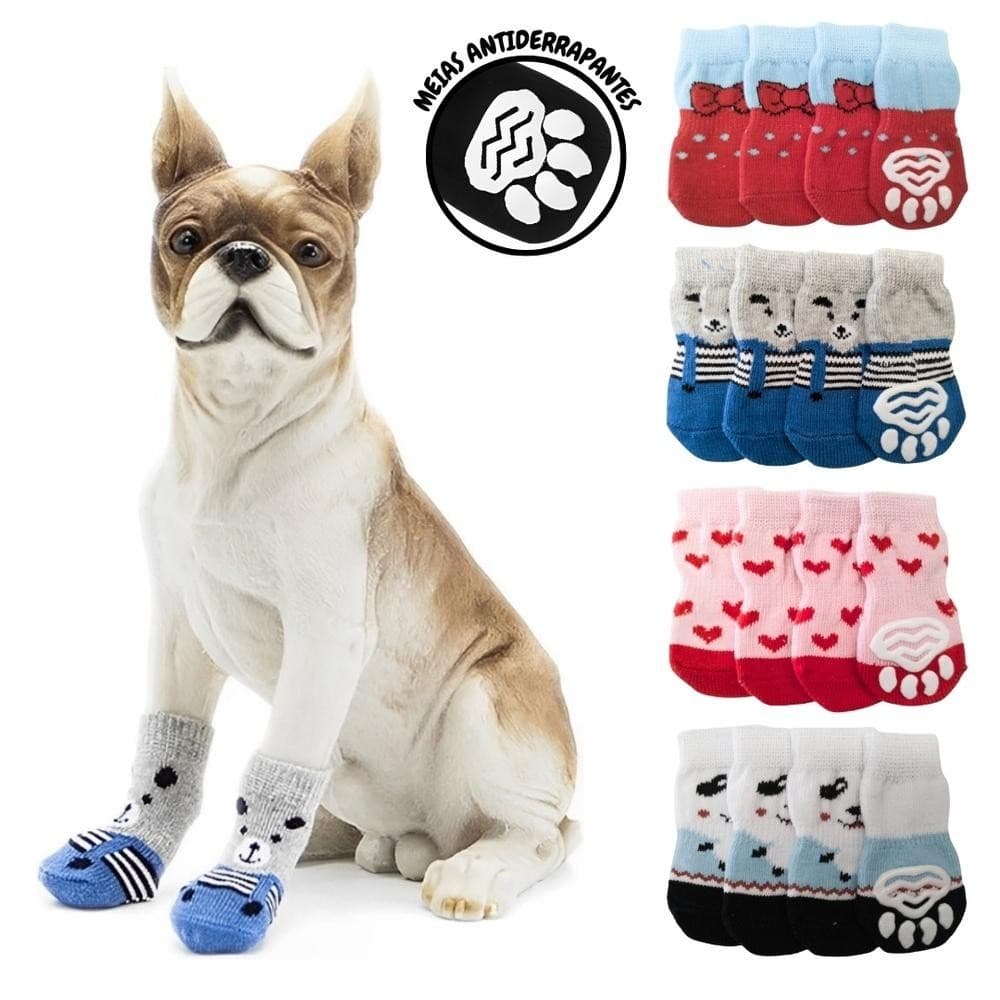 Meia Antiderrapante para Cachorro Cães Gato Meias Pet Socks