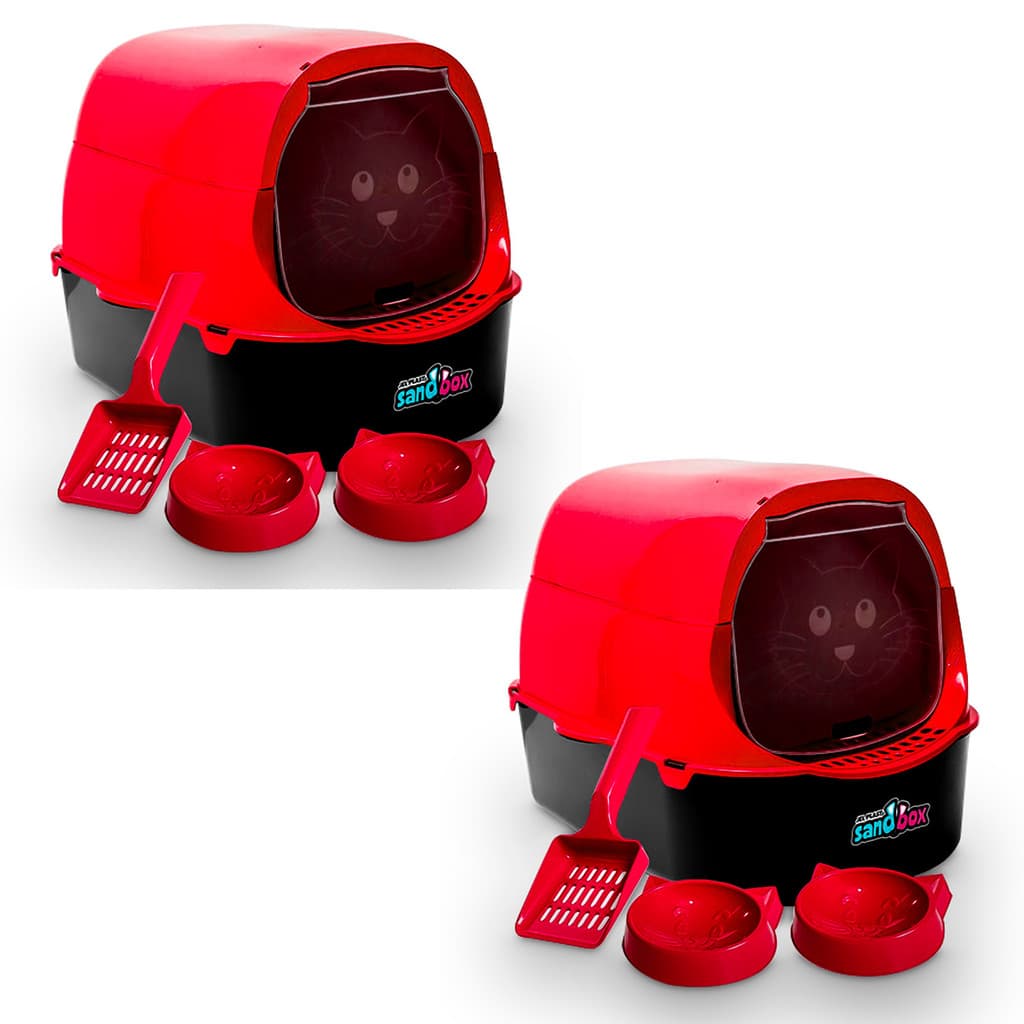 Kit 2 Caixa Areia Banheiro Furba Sandbox Fechada Grande Gato