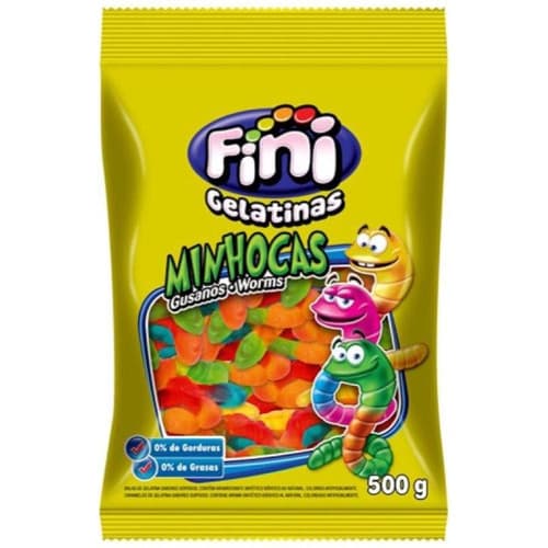 Bala Fini Minhocas De Gelatina Brilho 500g - Fini