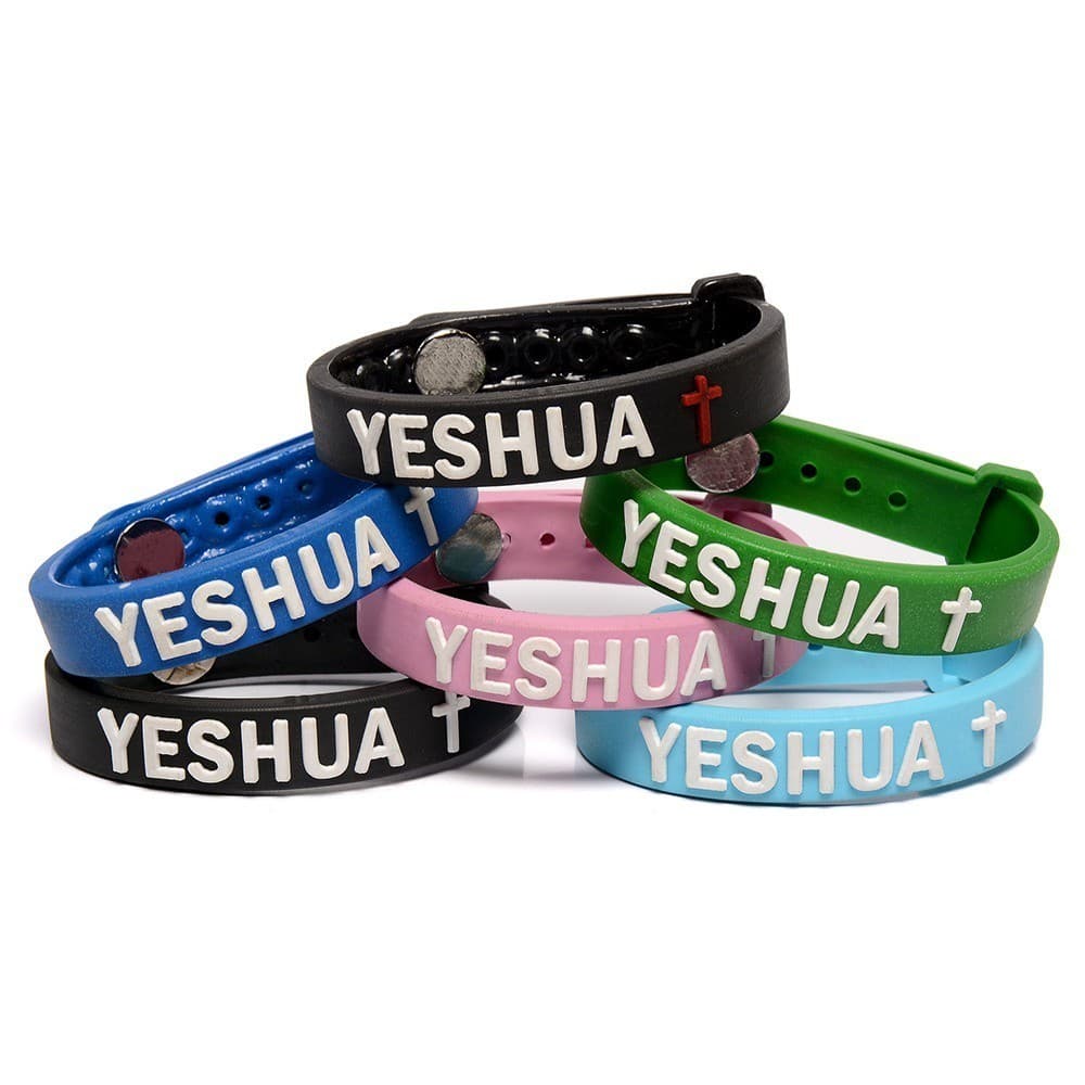 Linda Pulseira Bracelete YESHUA com Regulagem Emborrachado Novidade Gospel