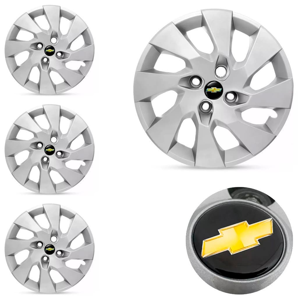 Kit 4 Calota Aro 14 Onix Prisma 2014 2015 2016 Celta Corsa