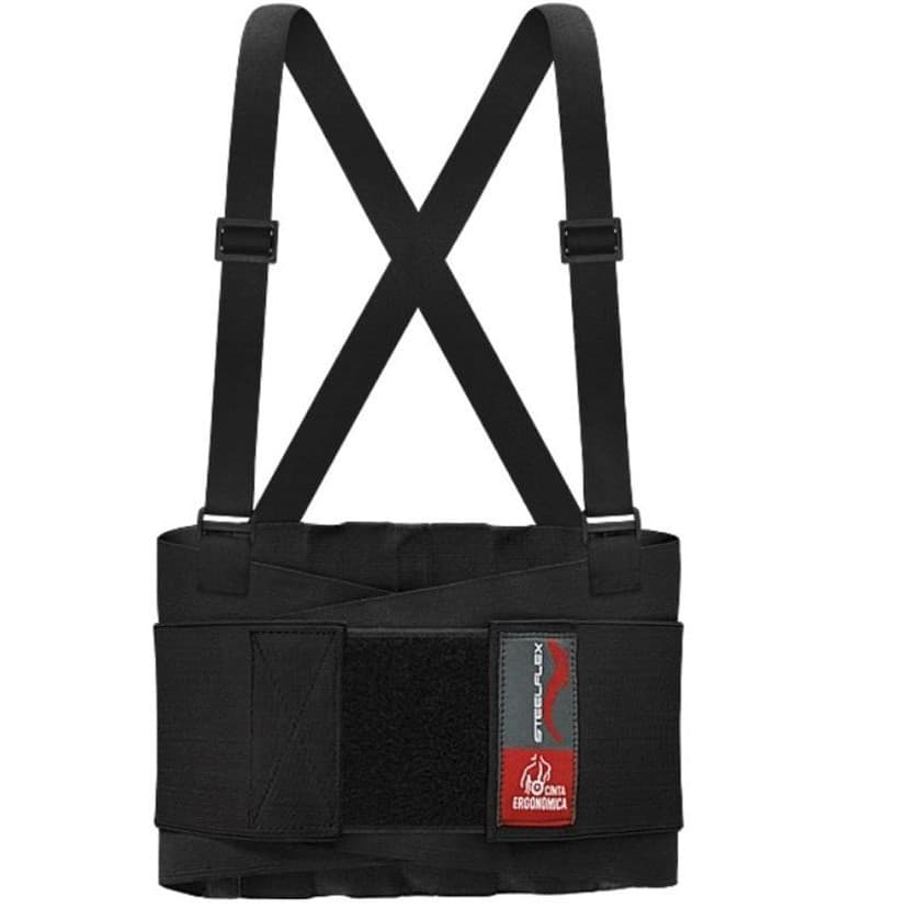 Cinta Ergonômica Proteção Lombar Duplo Elástico Preta SteelFlex