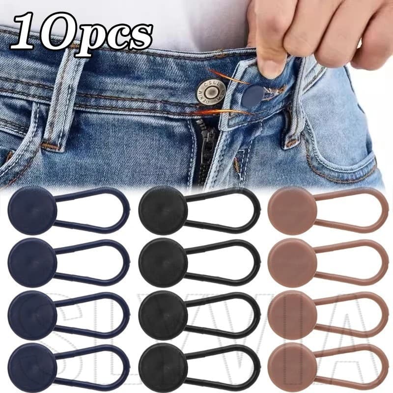10Pcs Extensores De Cintura Flexível-Para Mulheres Grávidas , Homens-Portáteis , Ajustáveis-Fivelas Extensíveis Calças-Suprimentos De Costura De Bricolagem-Botões De Expansão De Silicone