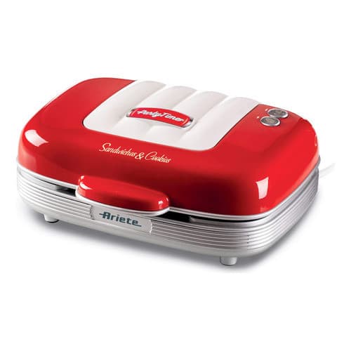 Sanduicheira Grill Multifuncional Party Time Retrô Vermelha 3 Placas 700W