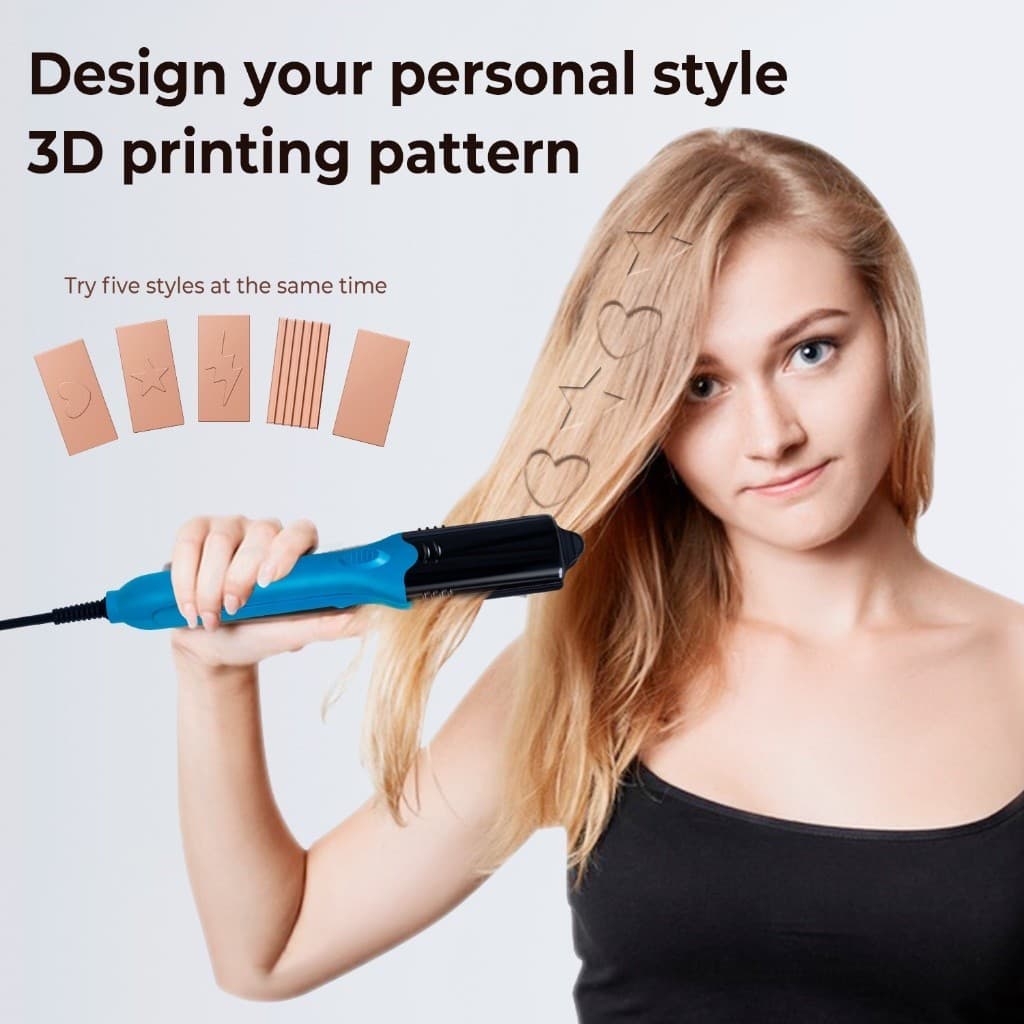 Chapinha Em Ferro De Gofragem 3D Planos De Titânio Espremedor De Prancha De Cabelo De Pentagrama Impresso