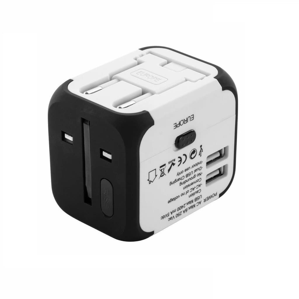 Carregador Conversor Tomada Universal Bi-volt Dual Usb  - Branco