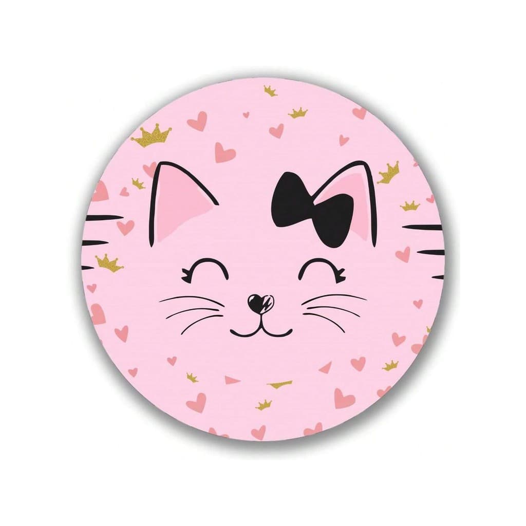 Painel Redondo Tematico Gatinha Animal Gato Rosa Festa MEDIDA 50X50