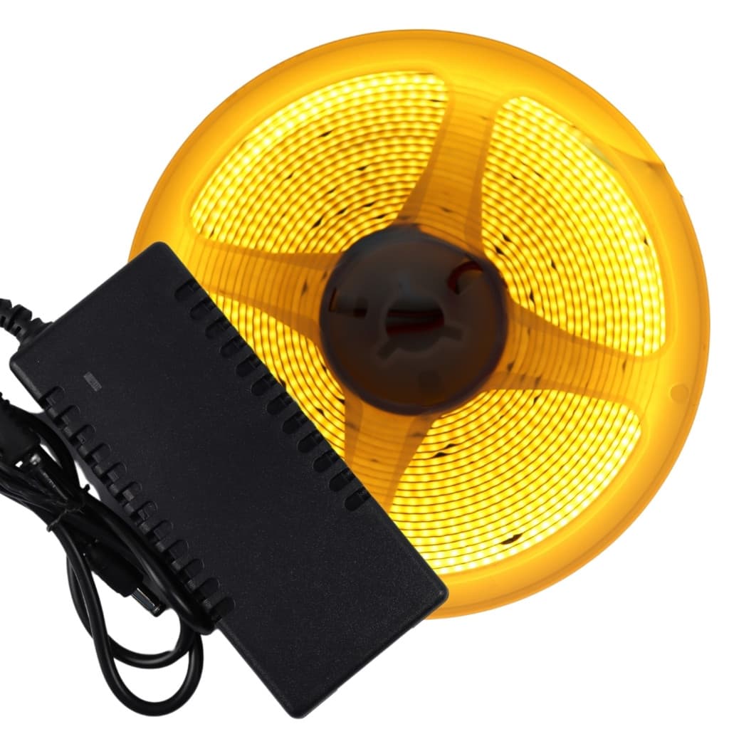 Kit Fita Led Amarelo (âmbar)Cob 3528 360 Leds/M 12v 5m+Fonte