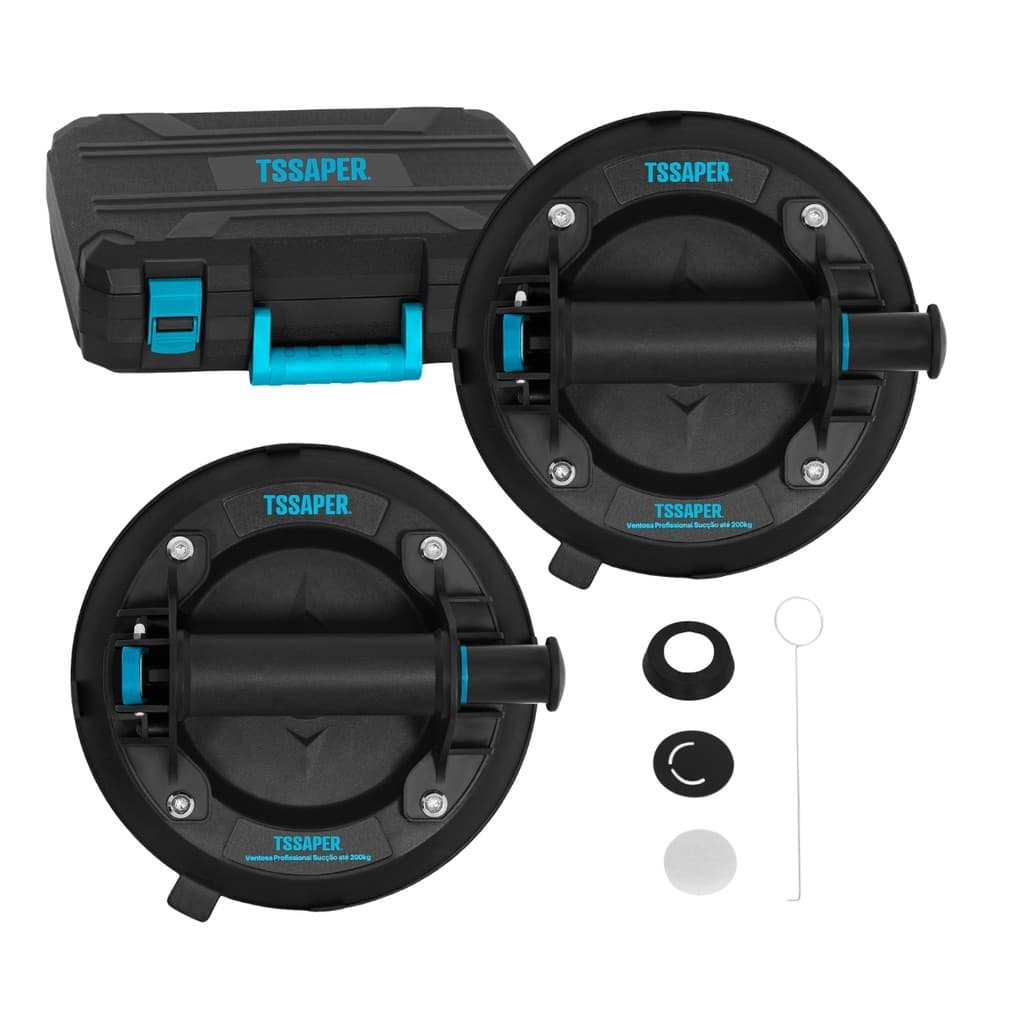 Kit com 2 Ventosas Profissional Sucção até 200kg com Maleta ventosa Tssaper TSVENS3