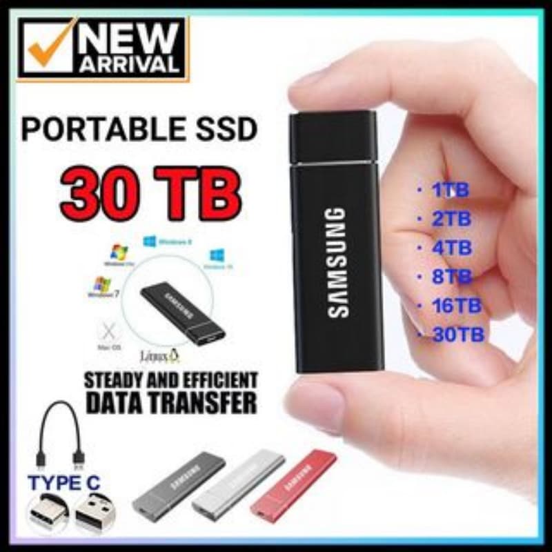 Disco Rígido Externo HD ⚡️16TB 30TB⚡️ SSD ⚡️8TB 4TB⚡️ USB 3.1 Tipo C Interface De Alta Qualidade 1TB 2TB