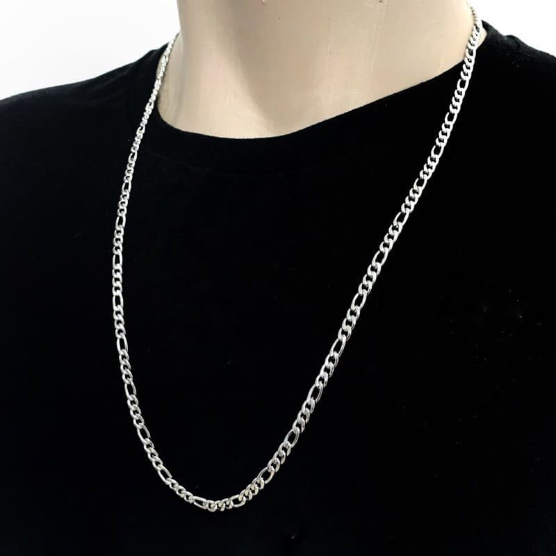 Corrente cordão colar correntinha 3 por 1 4mm prata Aço Inoxidavel cirurgico 70cm fino