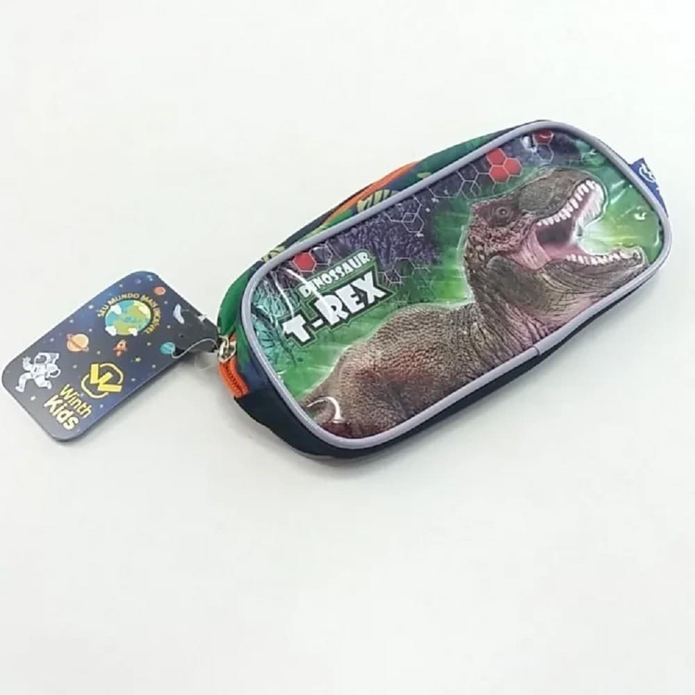 Estojo Escolar Infantil Dinossauro T-rex Crianca Meninos Fav
