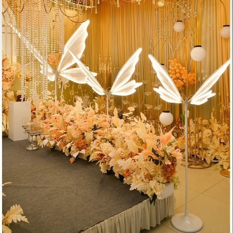 Adereços de casamento luminosos asas de borboleta pingente decoração de teto enfeites de palco de casamento
