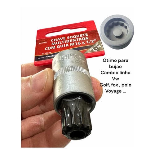 Chave Soquete Multidentada Bujão Caixa Vw Golf Polo Fox Etc