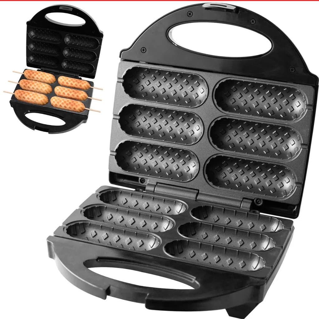 Maquina de Fazer Crepe Eletrica Crepeira Suiço Crepe e Hot Dog 6 Cavidades 220V