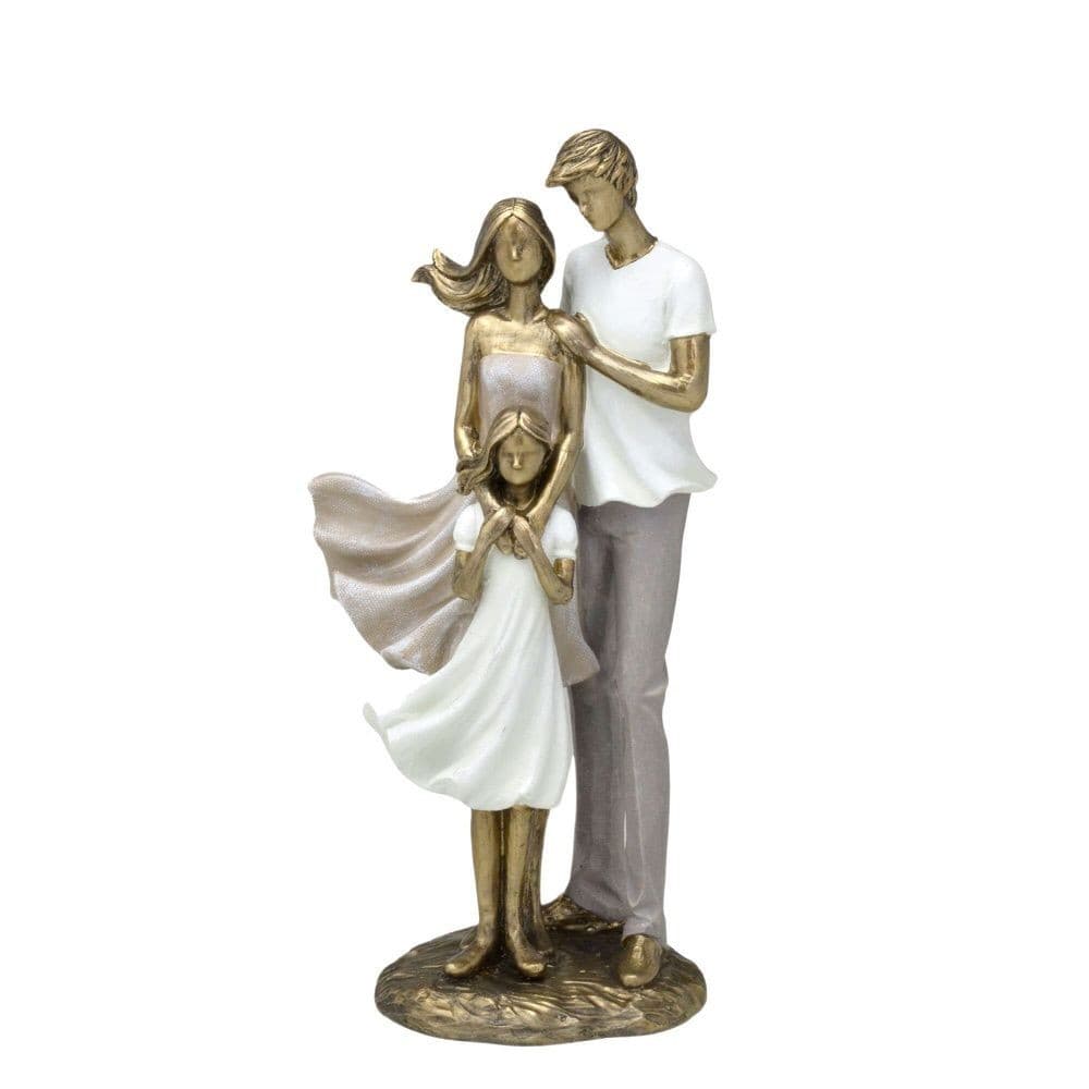 Escultura Estatueta Estátua Família Casal Filha Menina Grande Enfeite Resina Casa Sala Quarto Mesa Escritório Rack Luxo